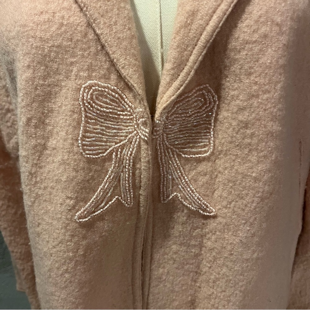 🌸ALFRED DUNNER PINK WOOL JACKET WITH BEADED BOW SIZE SMALL🌸 - Picture 2 of 6